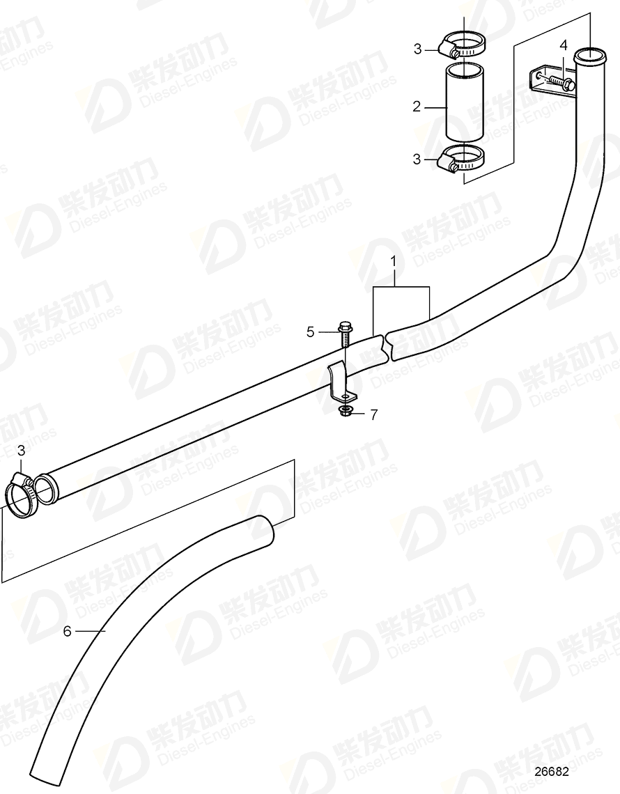 volvo penta Pipe 21170103 Drawing volvo penta Pipe 21170103 Drawing